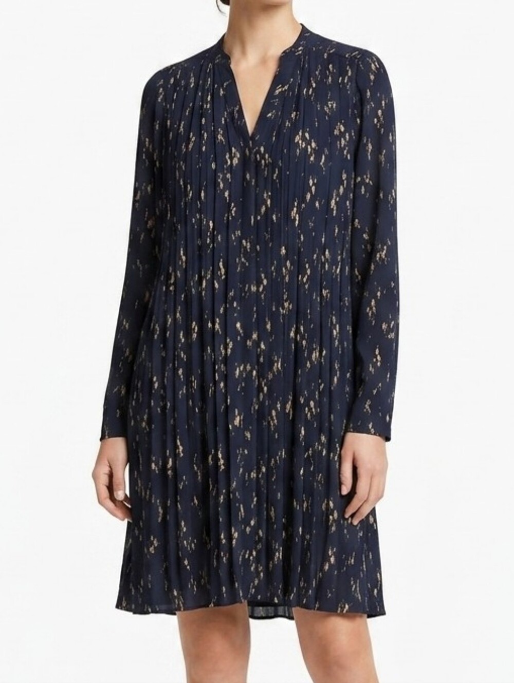 New Elemente Clemente Danelia Dress XS Navy Blue Long Sleeve Pleated